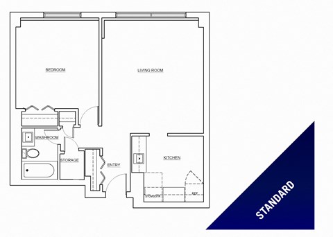 St. Lawrence Village one bedroom, one bathroom standard floorplan in St. Catharines, ON